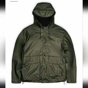 Rains short hooded coat